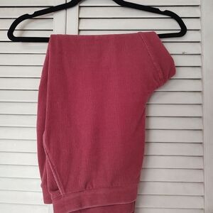 Land's End Women's Sport Knit High Rise Corduroy Leggings, Lg Petite, Cranberry